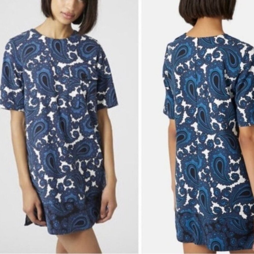 Retro Mid century Blue Paisley Mini Dress